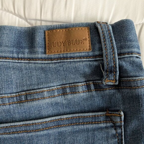 Judy Blue Jeans Women's 32 Blue Boyfriend Pull on Denim Destroyed Jegging Relax - Picture 11 of 16